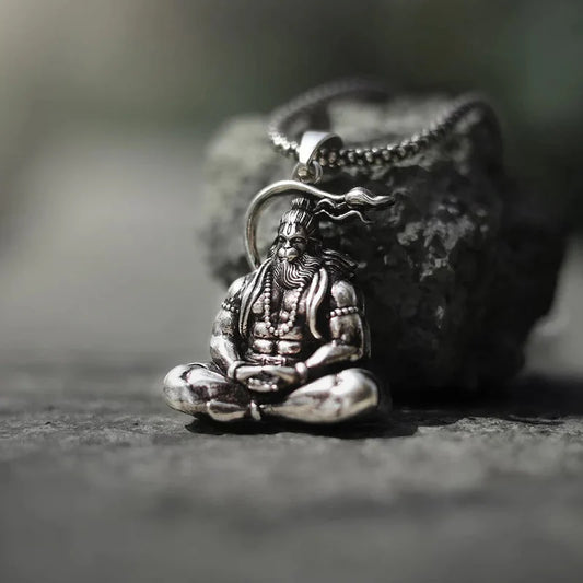 Lord Hanuman Meditating Pendant With Chain