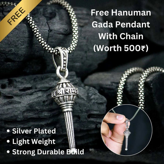 Gold-Plated Hanuman Pendant with Chain | Free Hanuman Gada Pendant