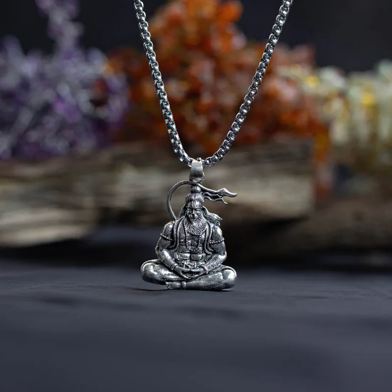 Lord Hanuman Meditating Pendant With Chain