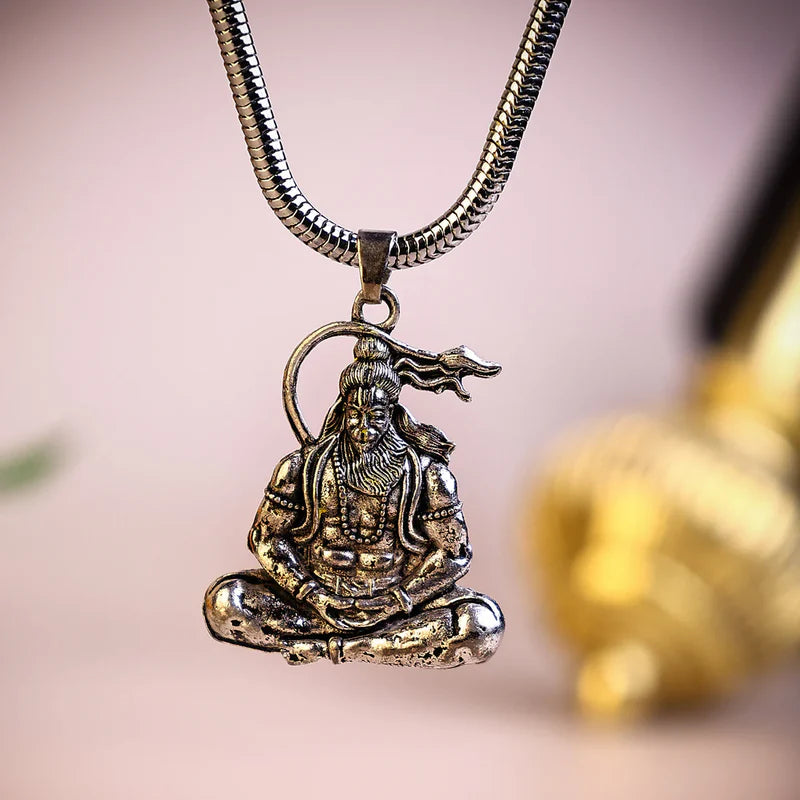 Lord Hanuman Meditating Pendant With Chain