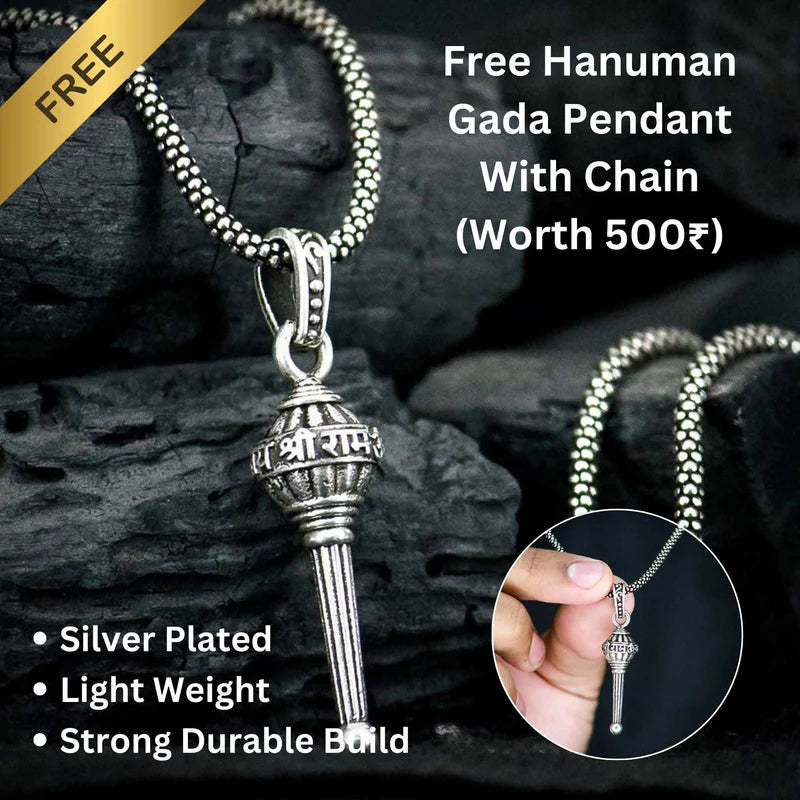 Gold-Plated Hanuman Pendant with Chain | Free Hanuman Gada Pendant