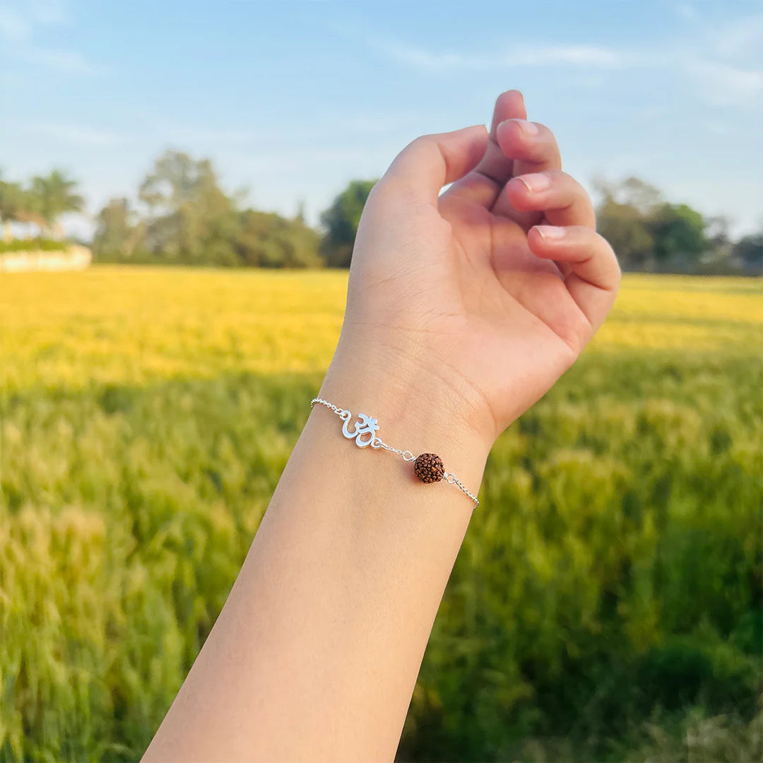 Stylish original 7mm rudraksha oom braclet