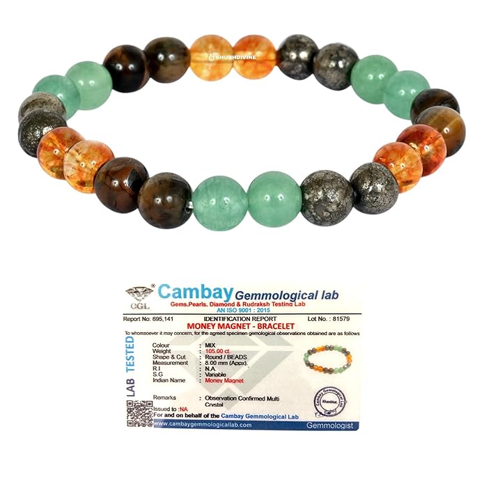 Money Magnet Natural Stone Beads With Certified Bracelet